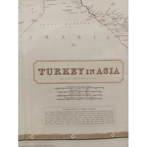 724 - Antique framed map depicting the region of Turkey and surrounding areas in Asia circa 1855