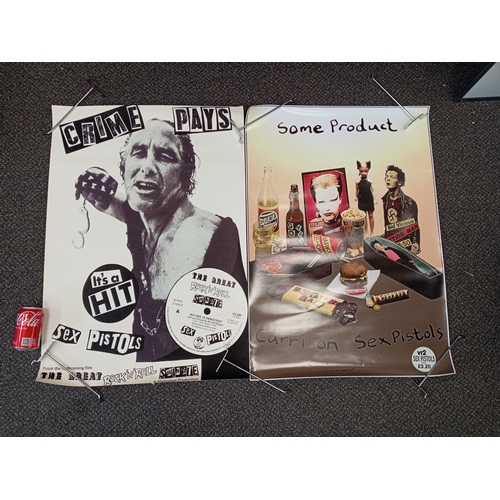 733 - Vintage sex pistols posters. Both measuring H 84cm x W 60cm. One small pin hole top on the top right... 