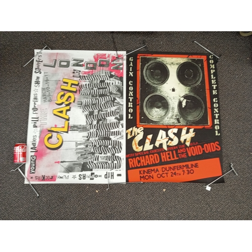 734 - Vintage The Clash posters. Both measuring H 84cm x L 60cm. One small pin hole in each corner of the ... 