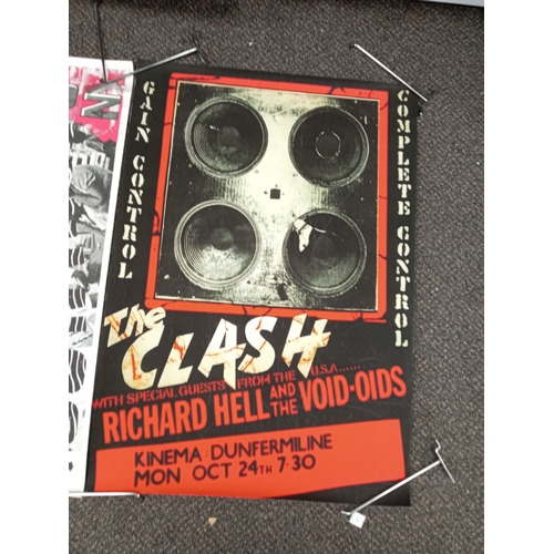 734 - Vintage The Clash posters. Both measuring H 84cm x L 60cm. One small pin hole in each corner of the ... 