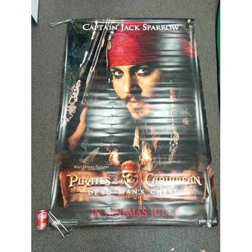 738 - Very large original cimena poster of Captain Jack Sparrow for Pirates of the Caribbean dead man's ch... 