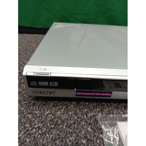 743 - SONY DVD Recorder with instructions and remote. Missing plug