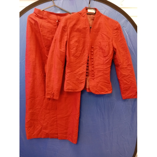 14 - Lot of vintage clothing to include 5 coats, 2 dresses and a skirt, vest and jacket set. Comes with C... 