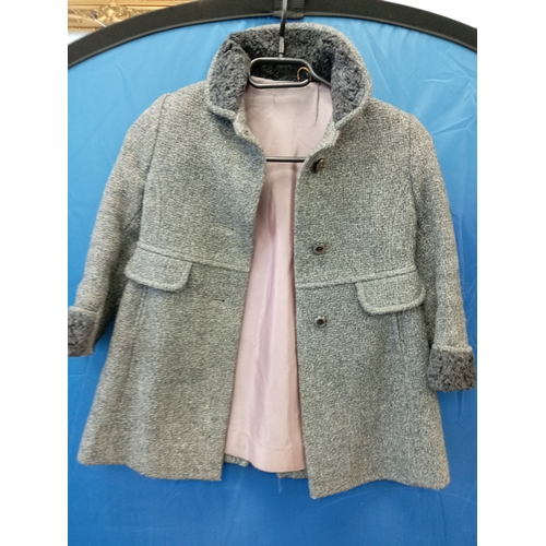 14 - Lot of vintage clothing to include 5 coats, 2 dresses and a skirt, vest and jacket set. Comes with C... 