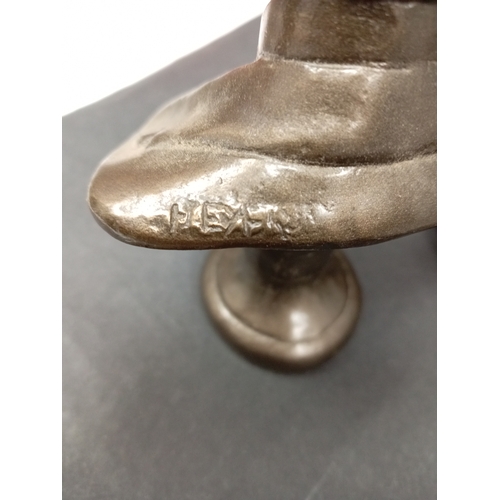 42 - Job lot of odds from house clearance to include a signed Spelter bust of Sir Edward Elgar, a cold ca... 