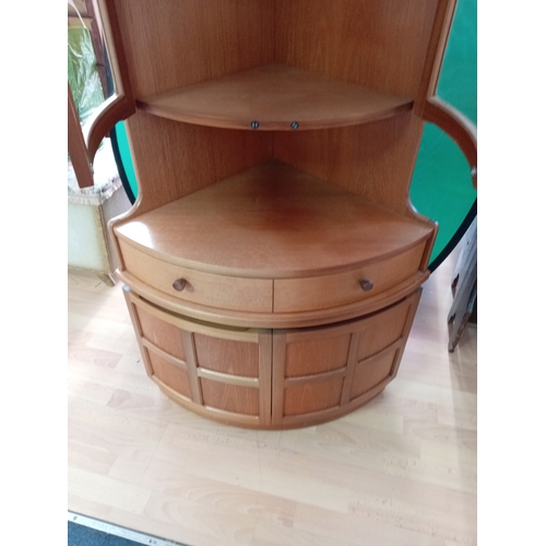 101 - A mid century Modern MCM teak Parker Knoll Nathan Corner display cabinet. Measures H 194cm x D 44cm ... 