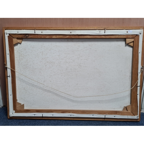 151 - Framed Oil painting landscape of Lake & Mountains signed O'Neal 1975. Measures H55cm x 80cm.