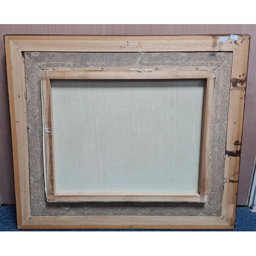 152 - Framed mid century Oil painting Landscape of European village on the river, signed Wells. Measures H... 