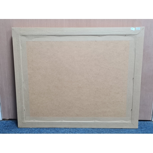 160 - Glass framed Watercolour/ Gouache blue tonal painting of a hillside village, signed Paul. T. Measure... 