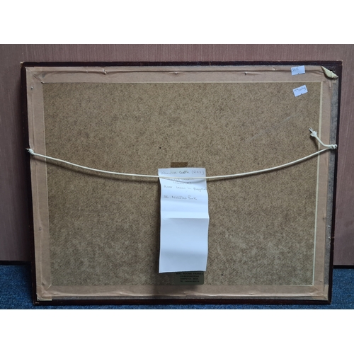 162 - Glass framed Watercolour landscape painting: Warwick Castle & St Marys Church with the River Leam in... 