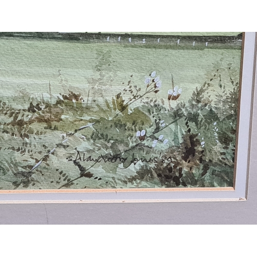 165 - Glass framed Welsh landscape Watercolour painting of Moel Famman From Llanferres, signed Alan Victor... 