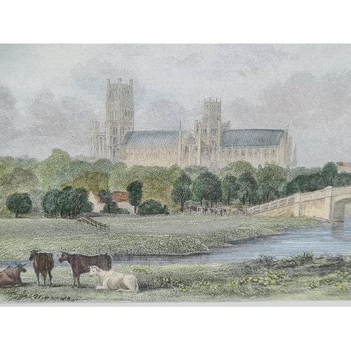 170 - 2 glass framed paintings, one a watercolour with country house and sheep which measures H32cm x39cm,... 