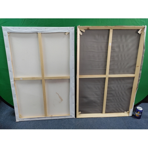 171 - Two oil on canvas paintings of women. One is signed Justin. H 91cm x W 61cm.