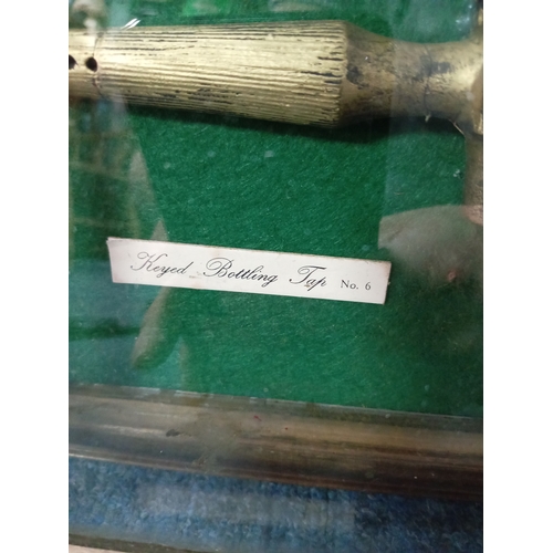 147 - A framed collection of Antique brass beer taps/spigots from Josiah Morgan & Sons. To include a large... 