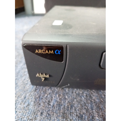 115 - A Trio KR-720 stereo receiver. A mordaunt-short pair of speakers and an air cam alpha 7 CD player.