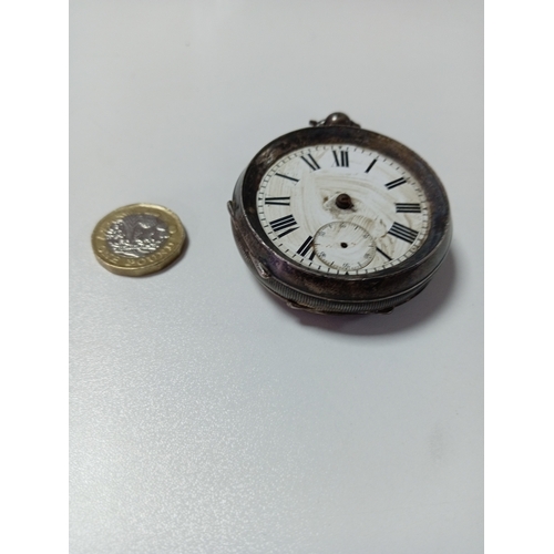 120 - A hallmarked 935 silver pocket watch. A/F. Total weight 103.5 grams.
