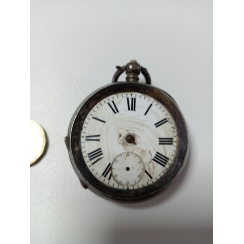 120 - A hallmarked 935 silver pocket watch. A/F. Total weight 103.5 grams.