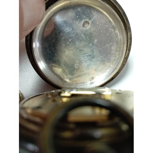 120 - A hallmarked 935 silver pocket watch. A/F. Total weight 103.5 grams.