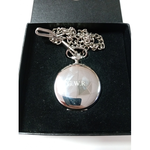 123 - A Great Western Railway engraved Pocket watch in original presentation box.