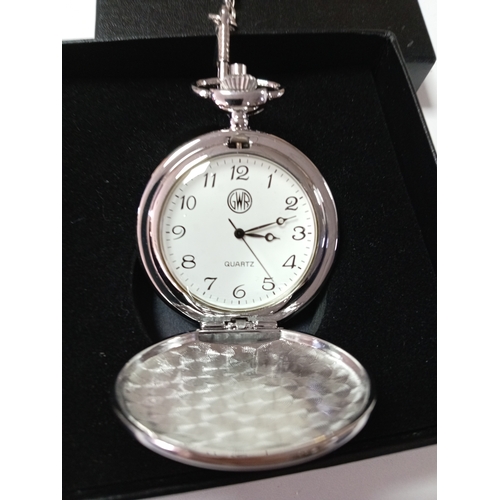 123 - A Great Western Railway engraved Pocket watch in original presentation box.