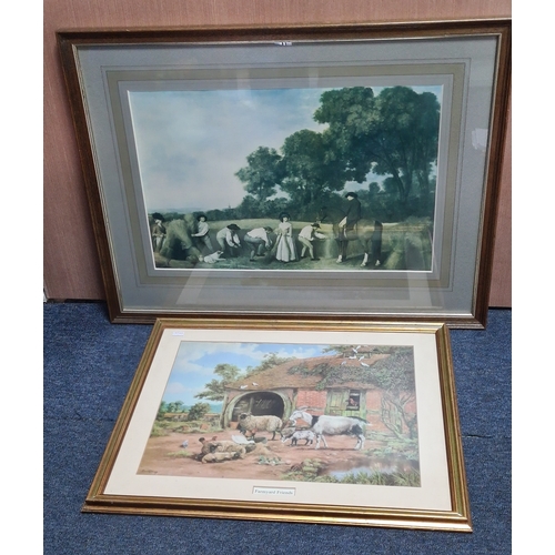104 - 2 glass framed rural prints to include: George Stubbs 