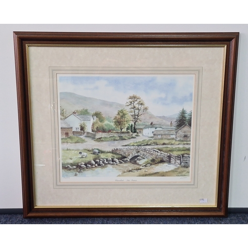113 - Glass frame watercolour print Watendlath- Lake District signed N.S. Nelson, limited Edition print133... 