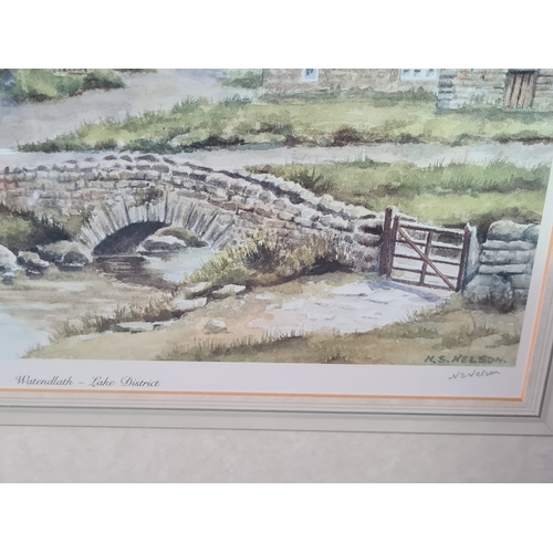 113 - Glass frame watercolour print Watendlath- Lake District signed N.S. Nelson, limited Edition print133... 