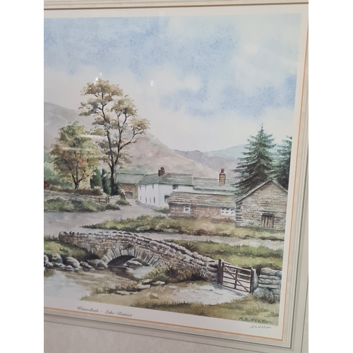 113 - Glass frame watercolour print Watendlath- Lake District signed N.S. Nelson, limited Edition print133... 