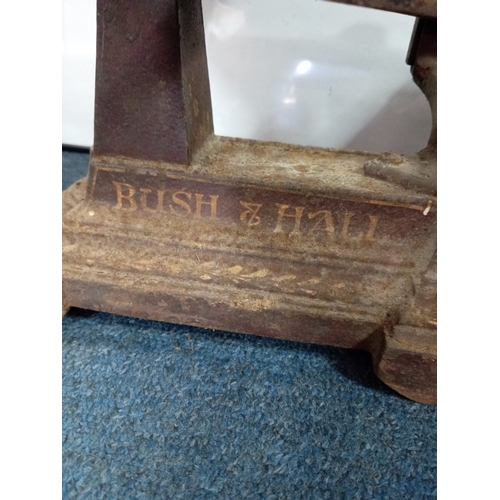 5 - A vintage set of Bush & Hall shop weighing scales. With brass pan.