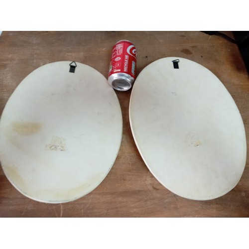 13 - A pair of art nouveau style cameo wall plaques. H 34cm x W 26cm.