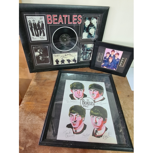 101 - Collection of The Beatles glass framed photos, vinyl (Movie Medley), autographs & film cells. 1962 m... 