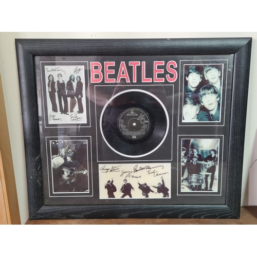 101 - Collection of The Beatles glass framed photos, vinyl (Movie Medley), autographs & film cells. 1962 m... 