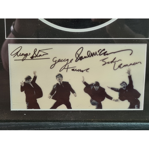 101 - Collection of The Beatles glass framed photos, vinyl (Movie Medley), autographs & film cells. 1962 m... 