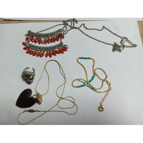 18 - A selection of trinkets, jewelry, a single clock, pair of Miranda binoculars, a multi tool pocket kn... 