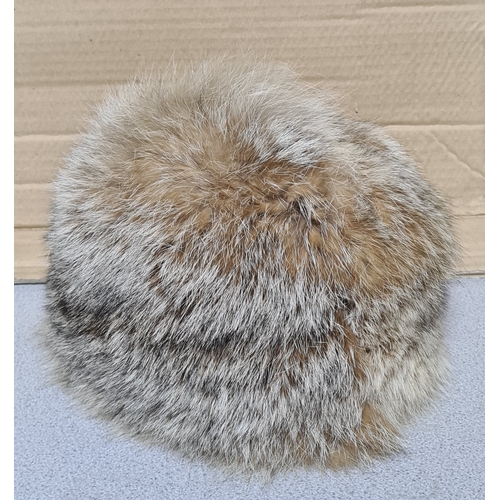 23 - Ladies vintage beige Fur hat. Thought to be either Coyote or Mountain Cat Fur.