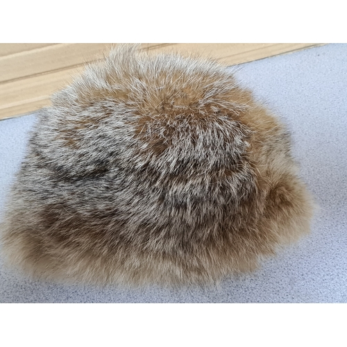 23 - Ladies vintage beige Fur hat. Thought to be either Coyote or Mountain Cat Fur.