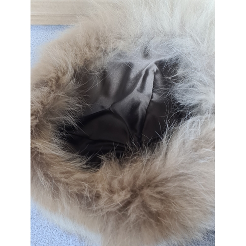 23 - Ladies vintage beige Fur hat. Thought to be either Coyote or Mountain Cat Fur.