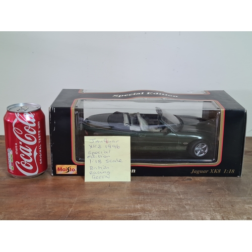 182 - Maisto diecast Special Edition Model Car Jaguar XK8 British Racing Green 1996,  Scale 1/18 with orig... 
