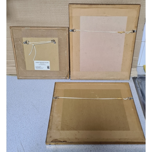 103 - 3 glass framed images to include: a small Watercolour print of children on the beach, measures 26cm ... 