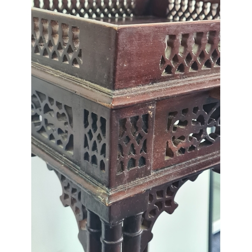 153 - Antique Mahogany Carved Occasional Table /Kettle Stand with draw. Measures H69cm x33cm x33cm. AF