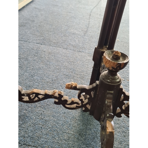 153 - Antique Mahogany Carved Occasional Table /Kettle Stand with draw. Measures H69cm x33cm x33cm. AF