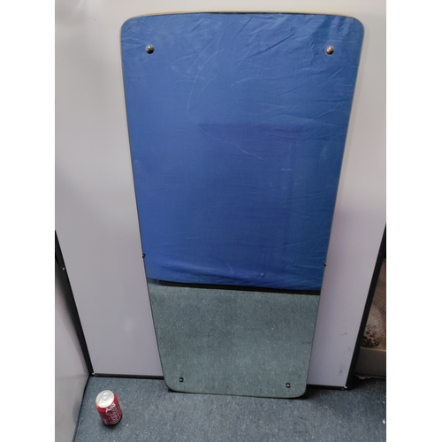 104 - Vintage wooden backed mirror H 116 W 49