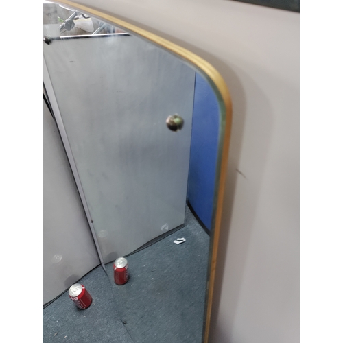 104 - Vintage wooden backed mirror H 116 W 49