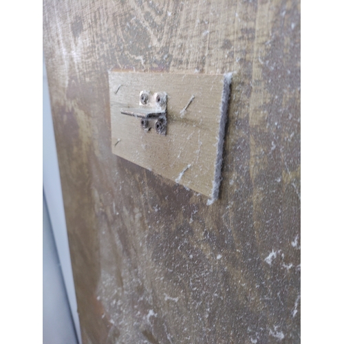 104 - Vintage wooden backed mirror H 116 W 49