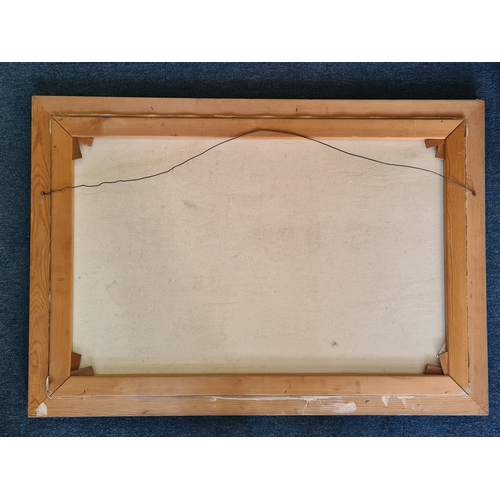 108 - Large framed Oil on Canvas of a boy fishing by Granger. Measures H69cm x 100cm.