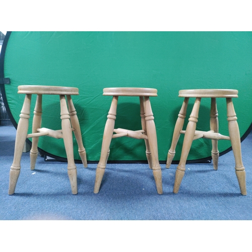 164 - A trio of pine stools H 51cm x W 49cm
