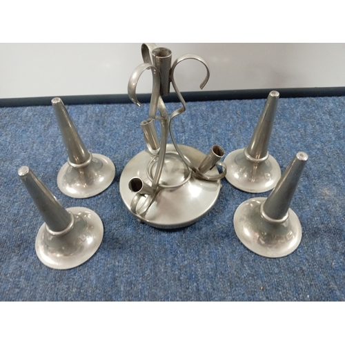 208 - A silver plated decorative art deco trumpet style epergne .