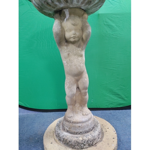 39 - A very large cherub bird bath H 90 cm