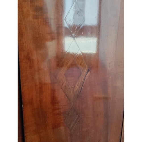 170 - An antique Victorian corner cabinet with Inlayed doors. Comes with original key. H 107cm x W 91cm x ... 