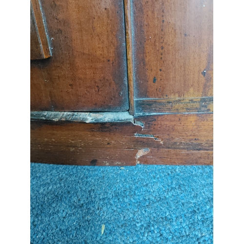 170 - An antique Victorian corner cabinet with Inlayed doors. Comes with original key. H 107cm x W 91cm x ... 